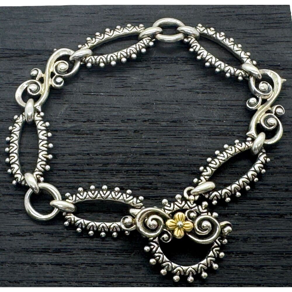 Barbara Bixby Sterling Silver 18K Gold Toggle Link Bracelet 20.25g